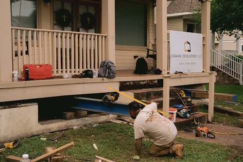 House elevation construction in progress